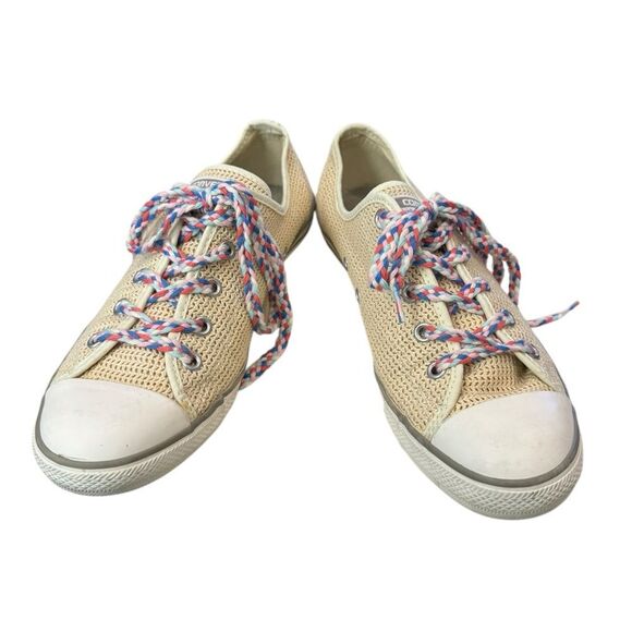 Converse All Star Women's Driftwood Beige Cloth Perforated Low Top Sneakers 9 - Picture 3 of 6